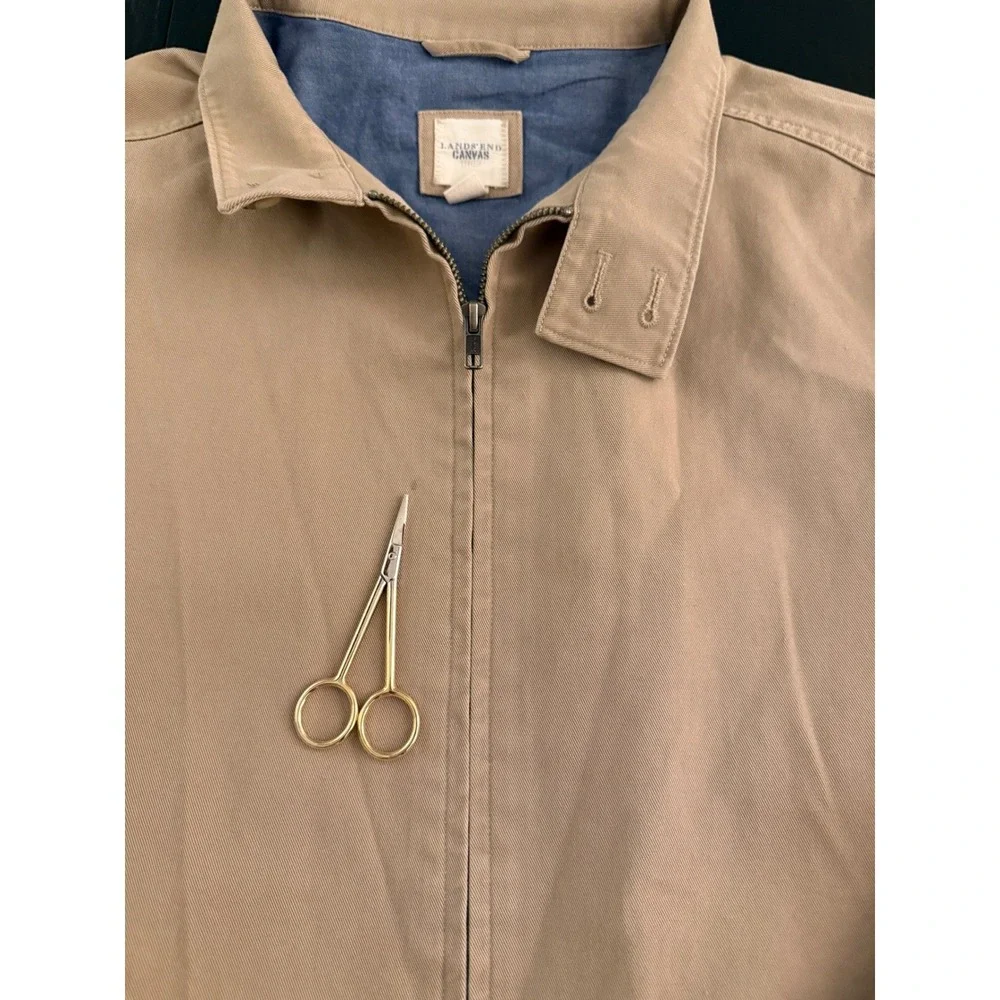 Lands' End Canvas Jacket Mens‎ XL (46-48) Tan Full-Zip Business Casual Weekend - Picture 12 of 15